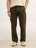 Straight Fit Solid Trouser | Olive