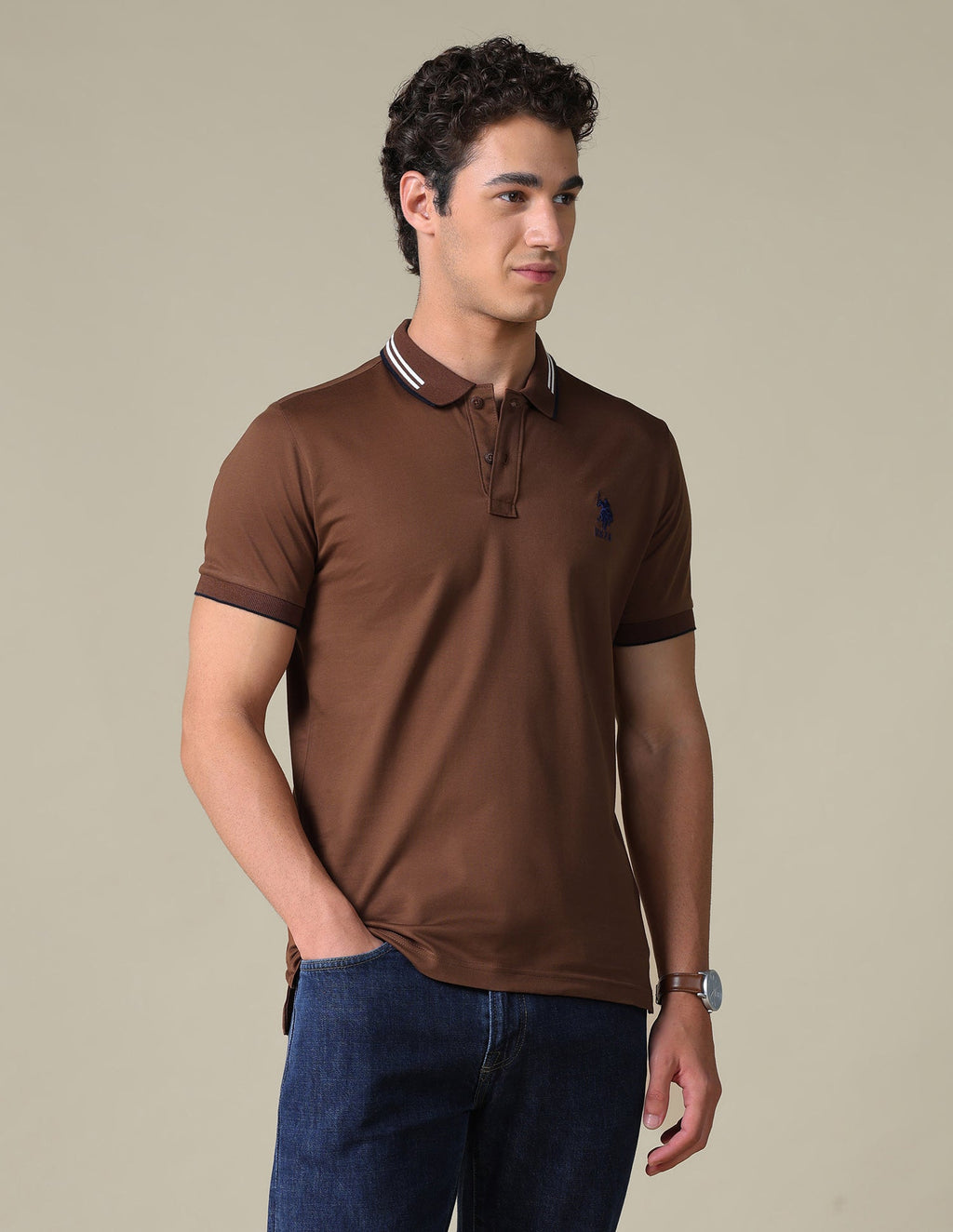 Regular Fit Solid Polo Shirt USP0