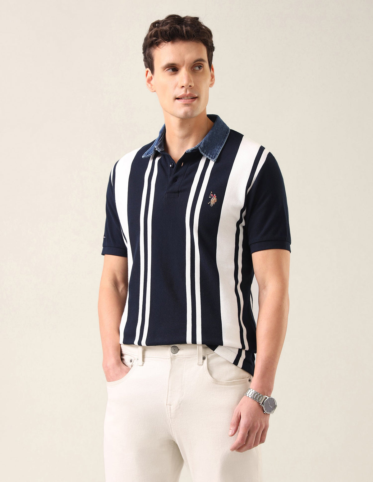 Vertical Striped Slim Fit Polo Shirt USP0