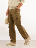 Solid Loose Fit Cargo Trouser | Olive