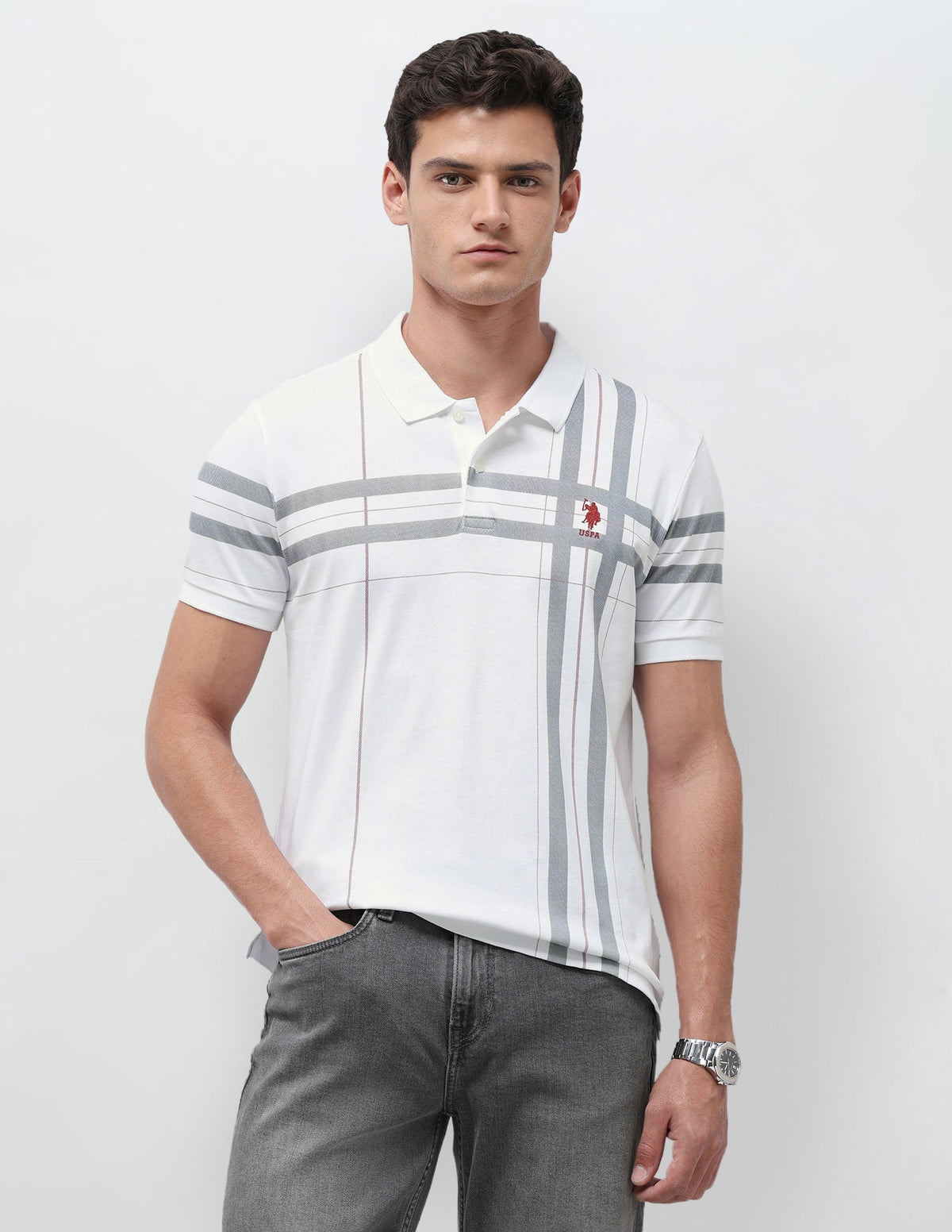 Vertical Striped Slim Fit Polo Shirt USP0