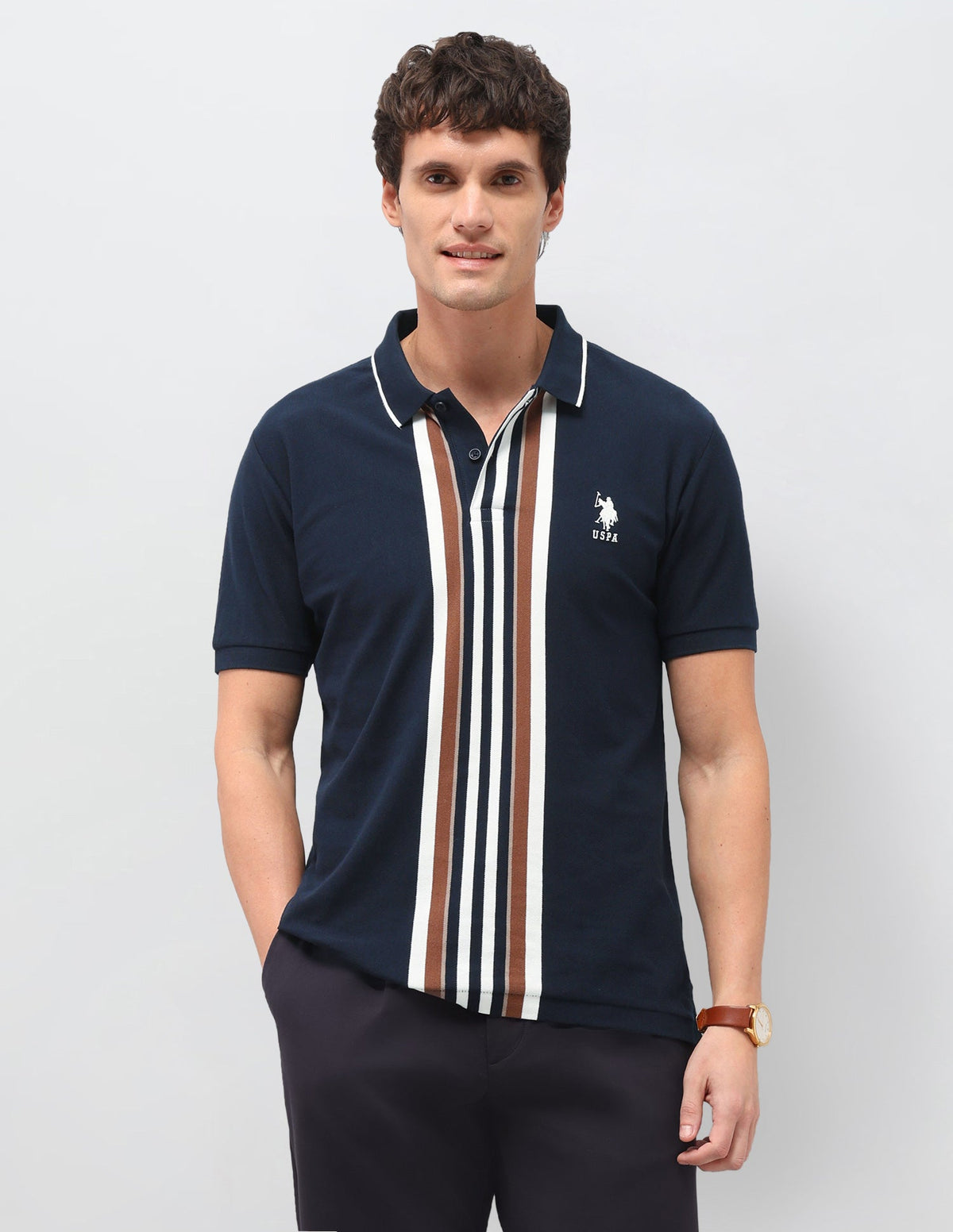 Vertical Striped Slim Fit Polo Shirt USP0