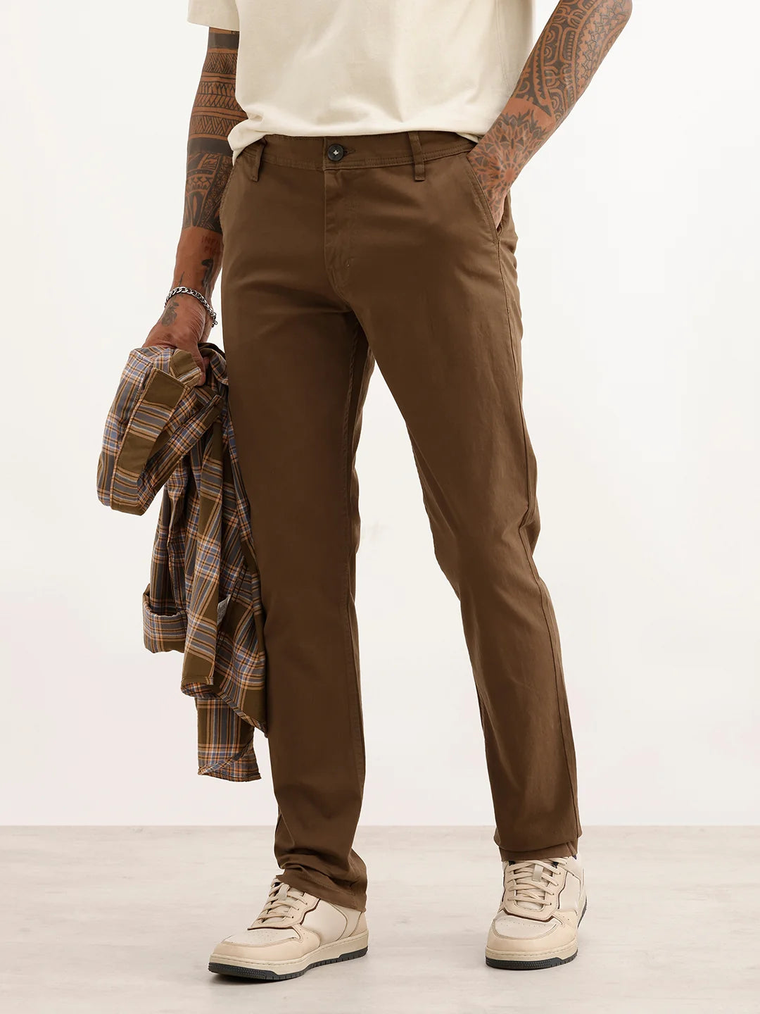 Solid Slim Fit Trouser | Olive