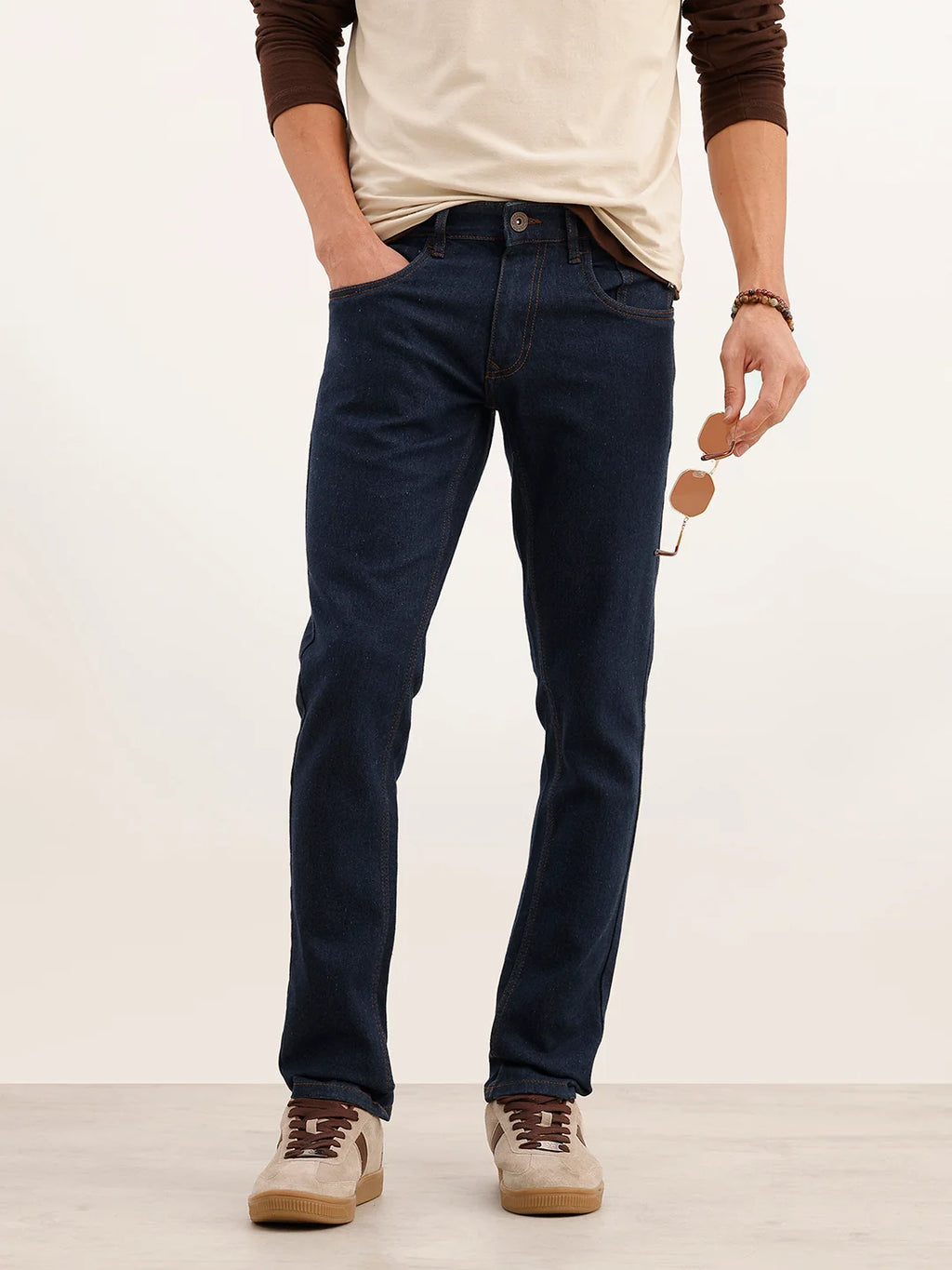 Solid Slim Fit Denim Jeans | Dark Blue