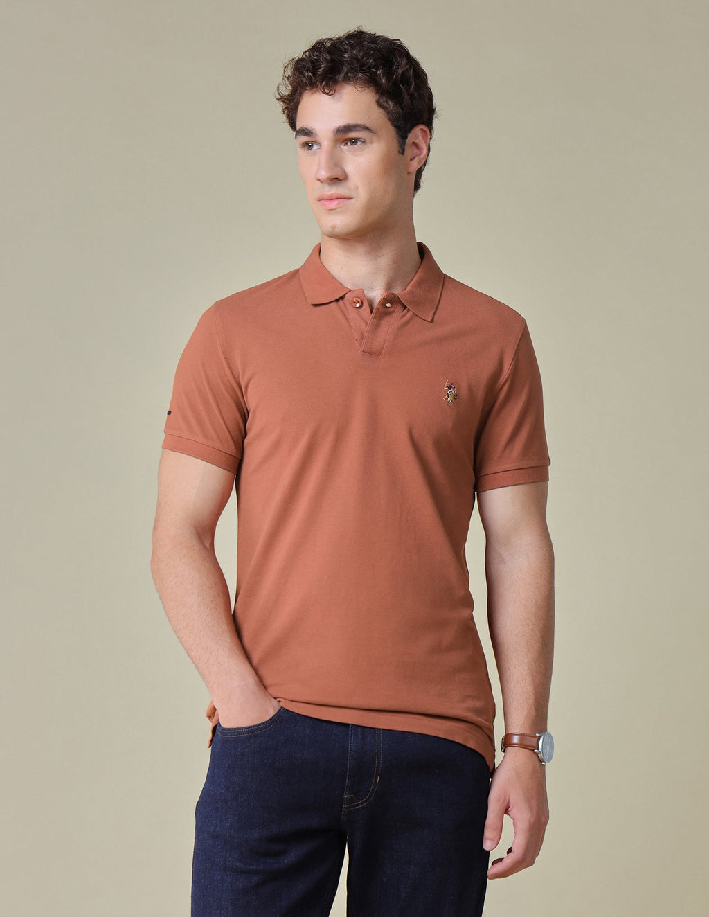 Solid Regular Fit Polo Shirt USP0