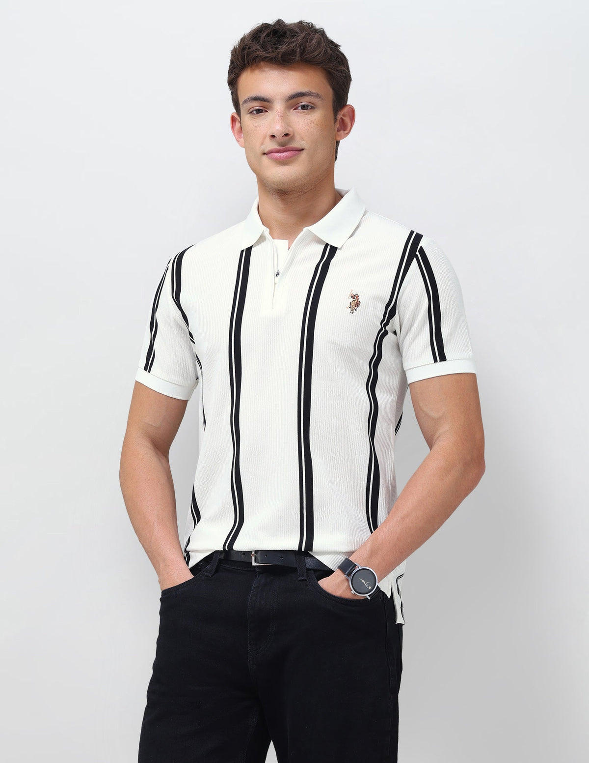 Vertical Striped Slim Fit Polo Shirt USP0
