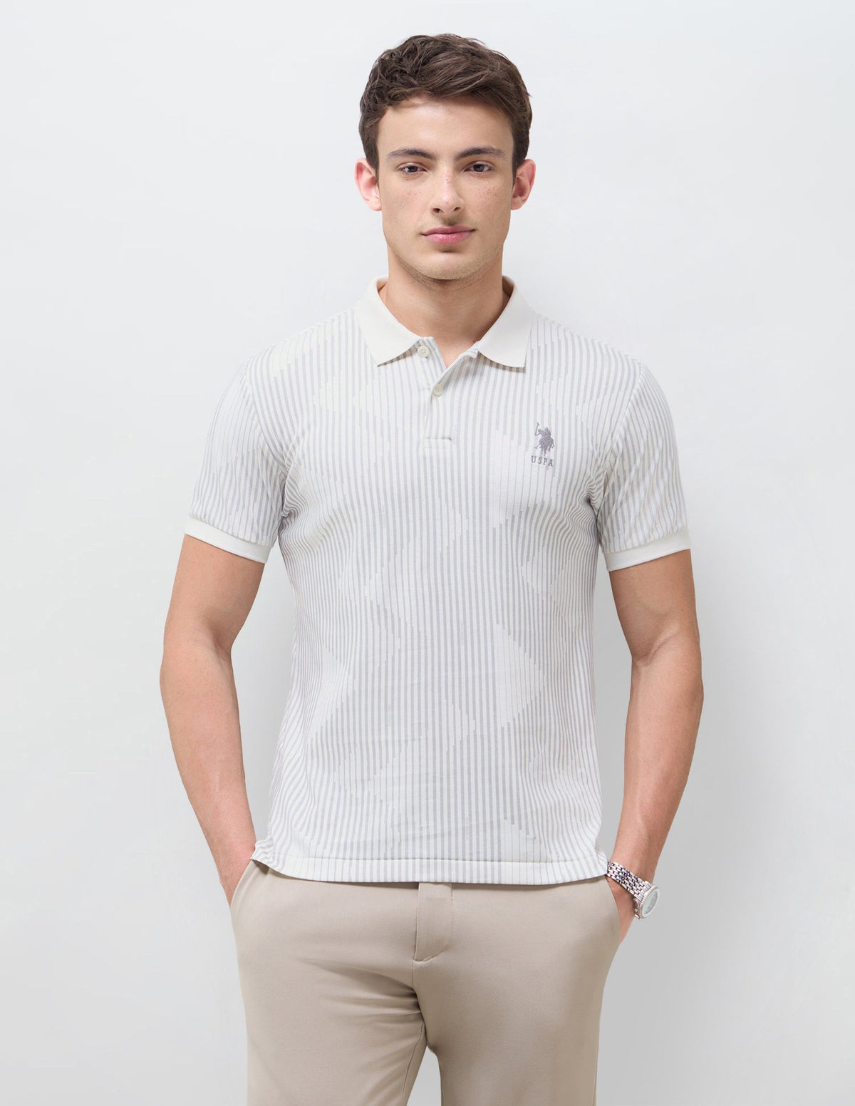 Vertical Striped Slim Fit Polo Shirt USP0