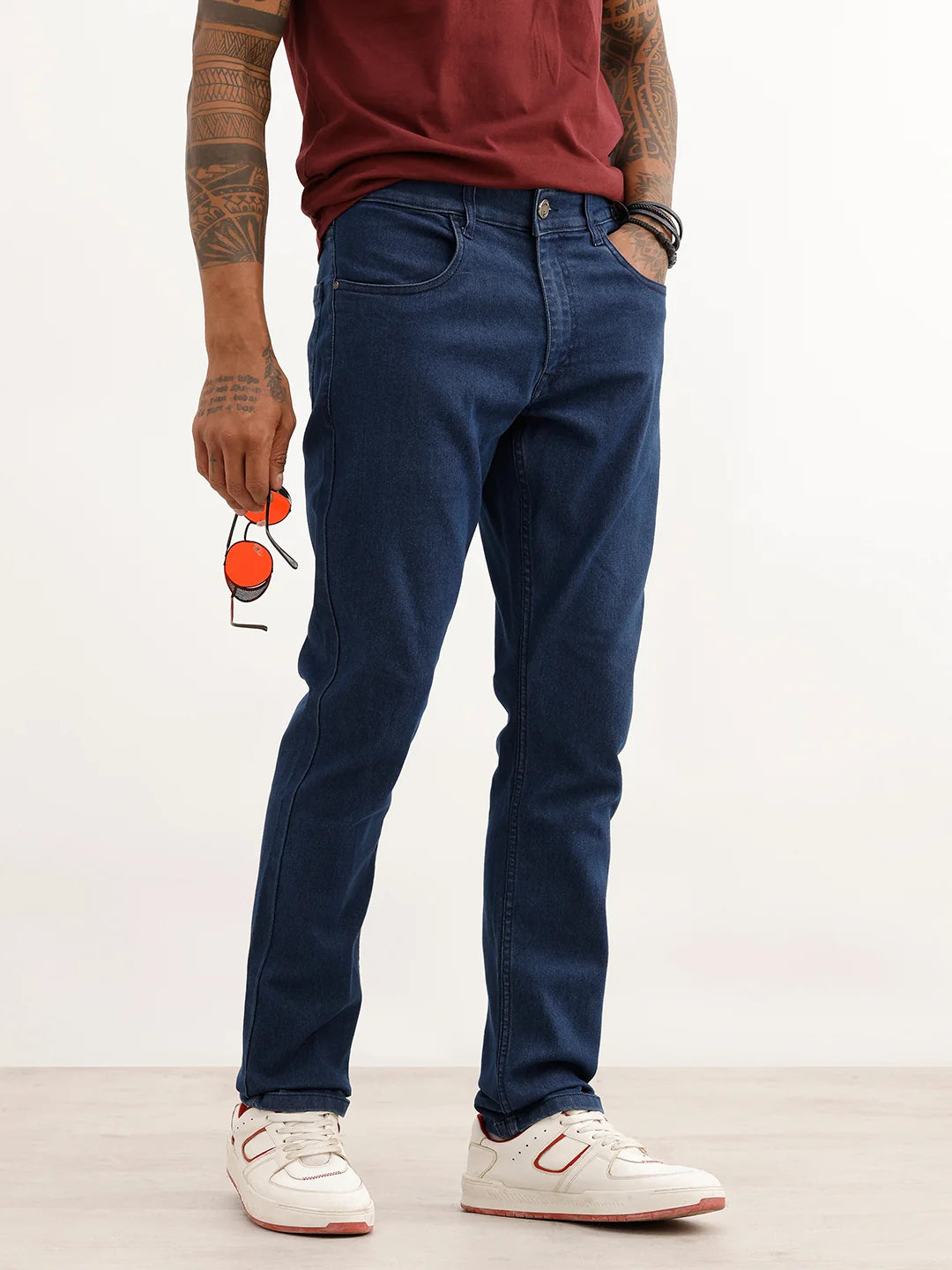 Solid Slim Fit Denim Jeans | Dark Blue