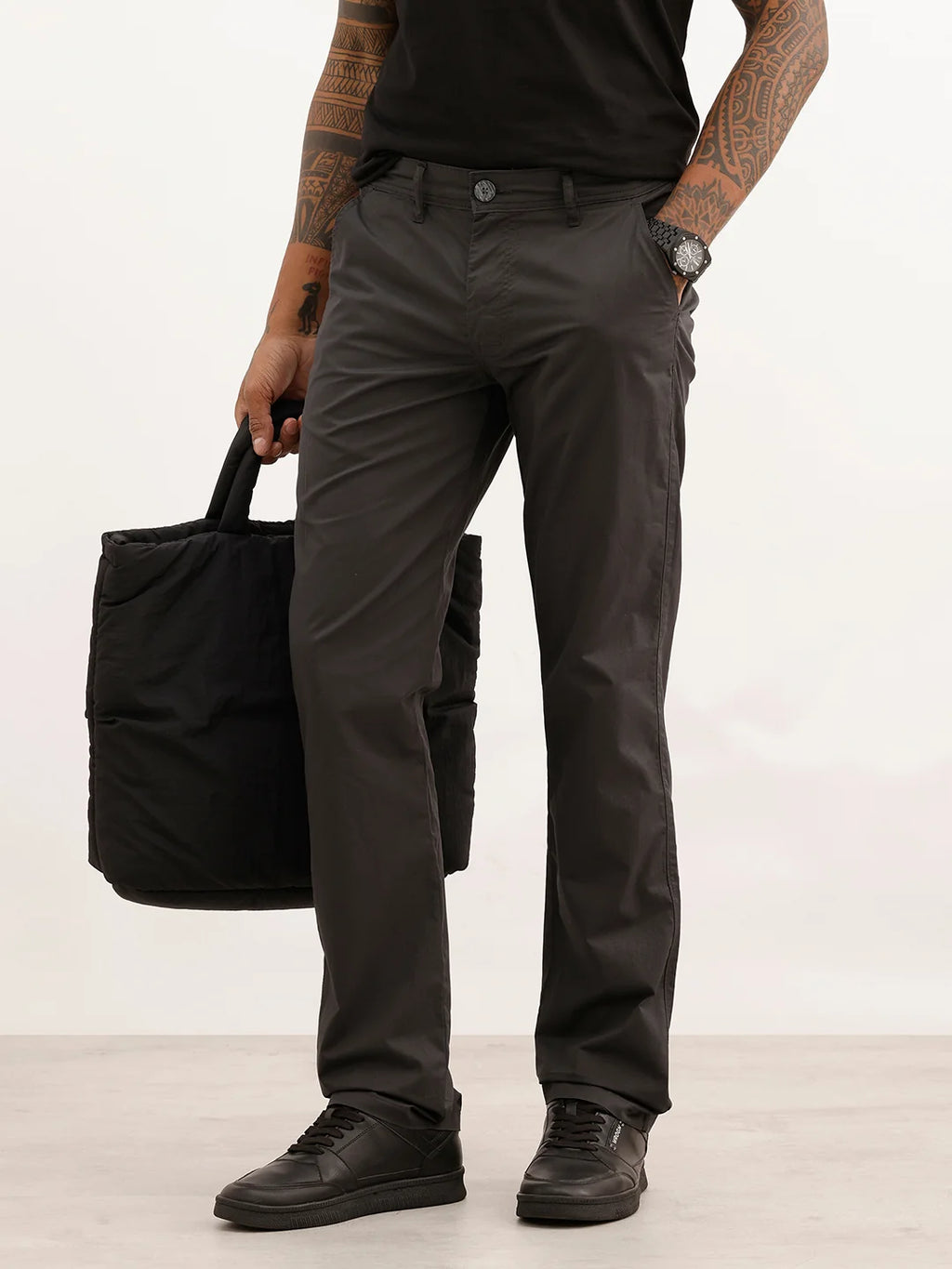 Solid Slim Fit Trouser | Grey