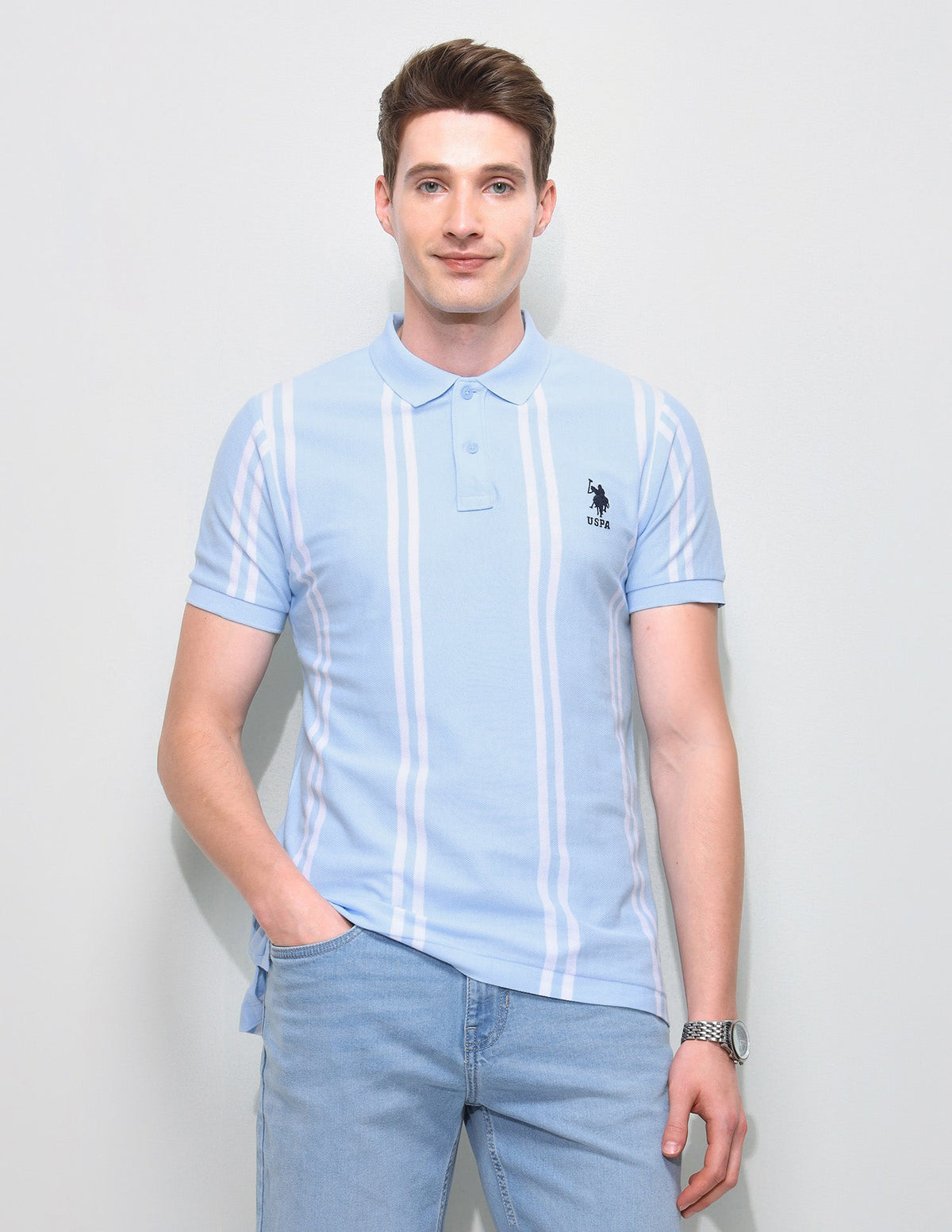 Vertical Striped Slim Fit Polo Shirt USP0