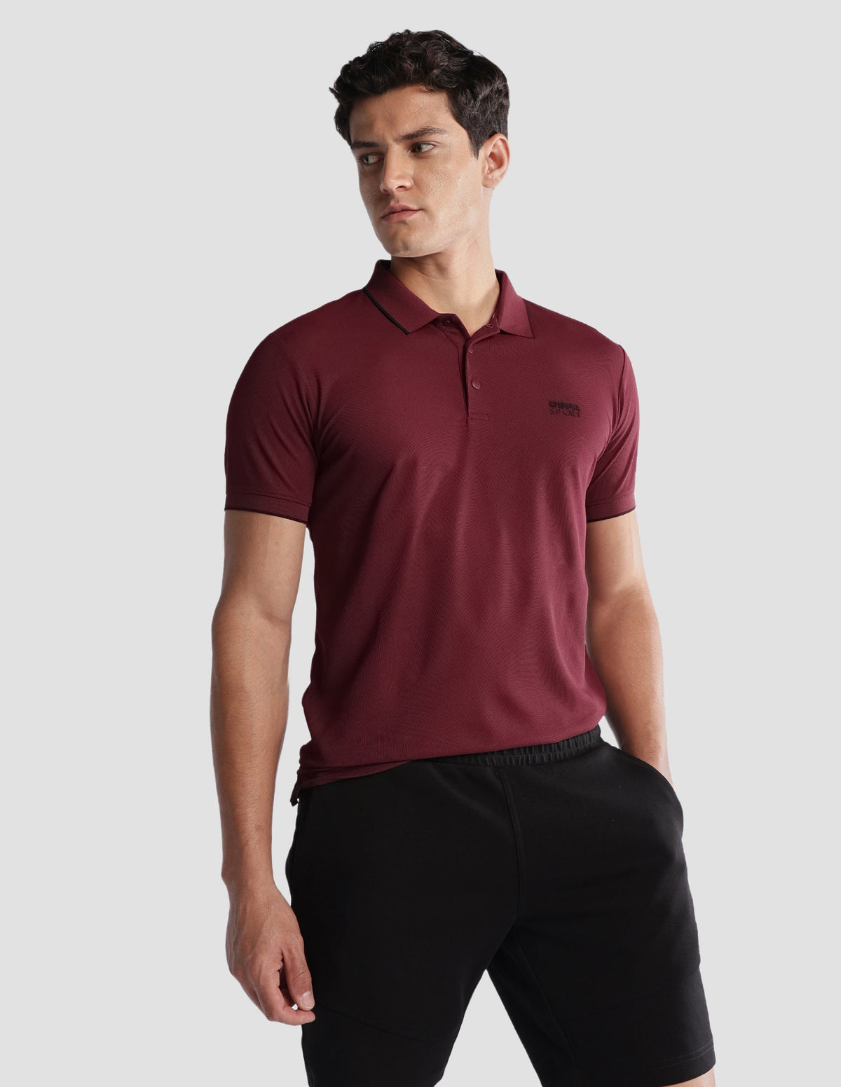 Solid Regular Fit Active Polo Shirt USP0