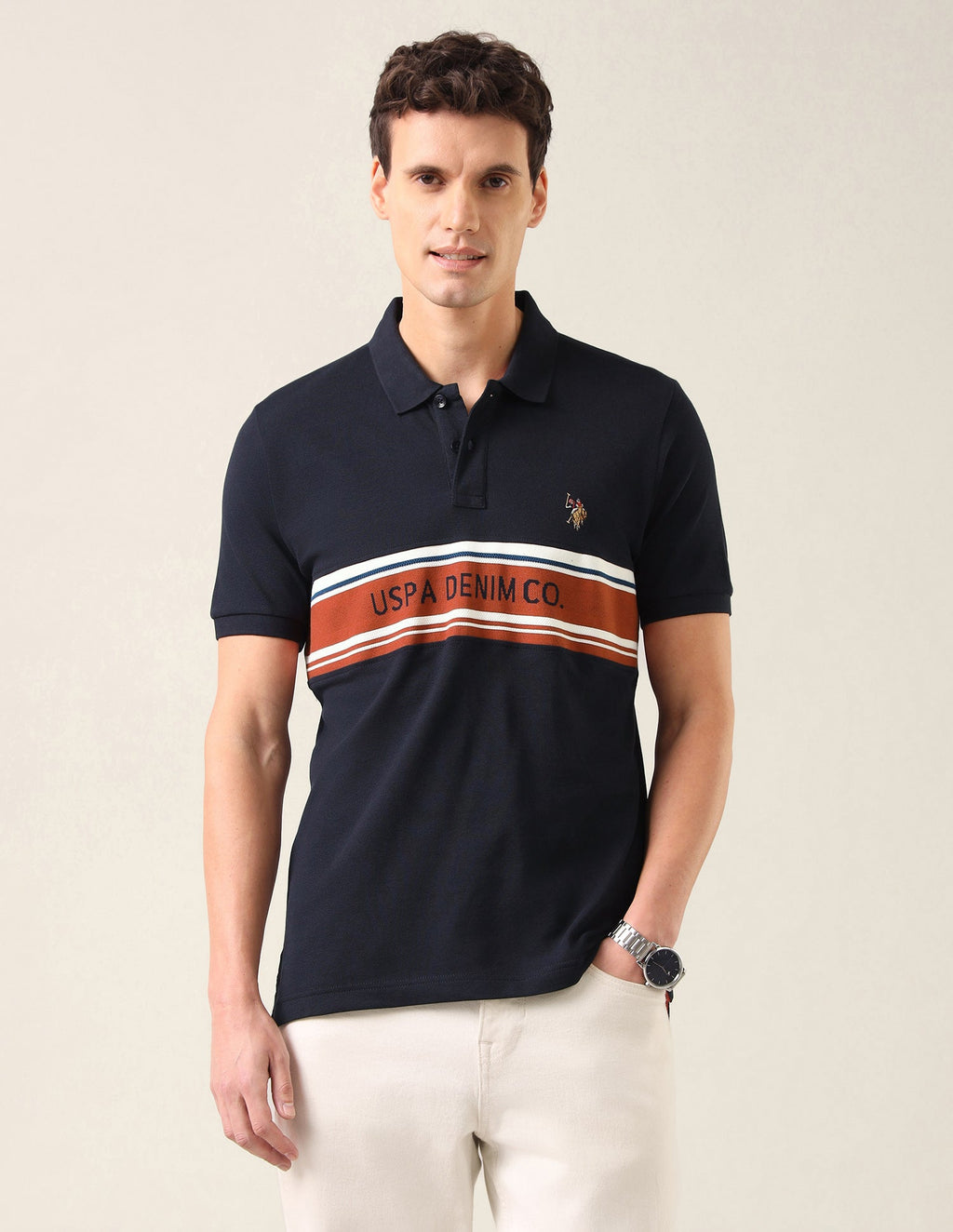 Brand Printed Slim Fit Polo Shirt USP0