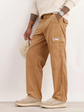 Solid Loose Fit Cargo Trousers | Brown