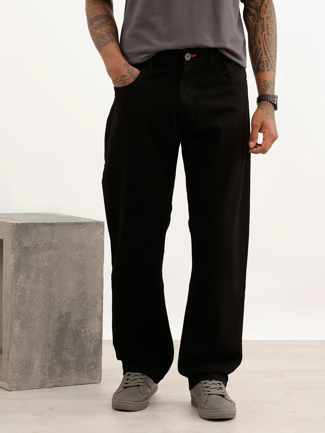 Solid Anti Fit Denim Jeans | Black
