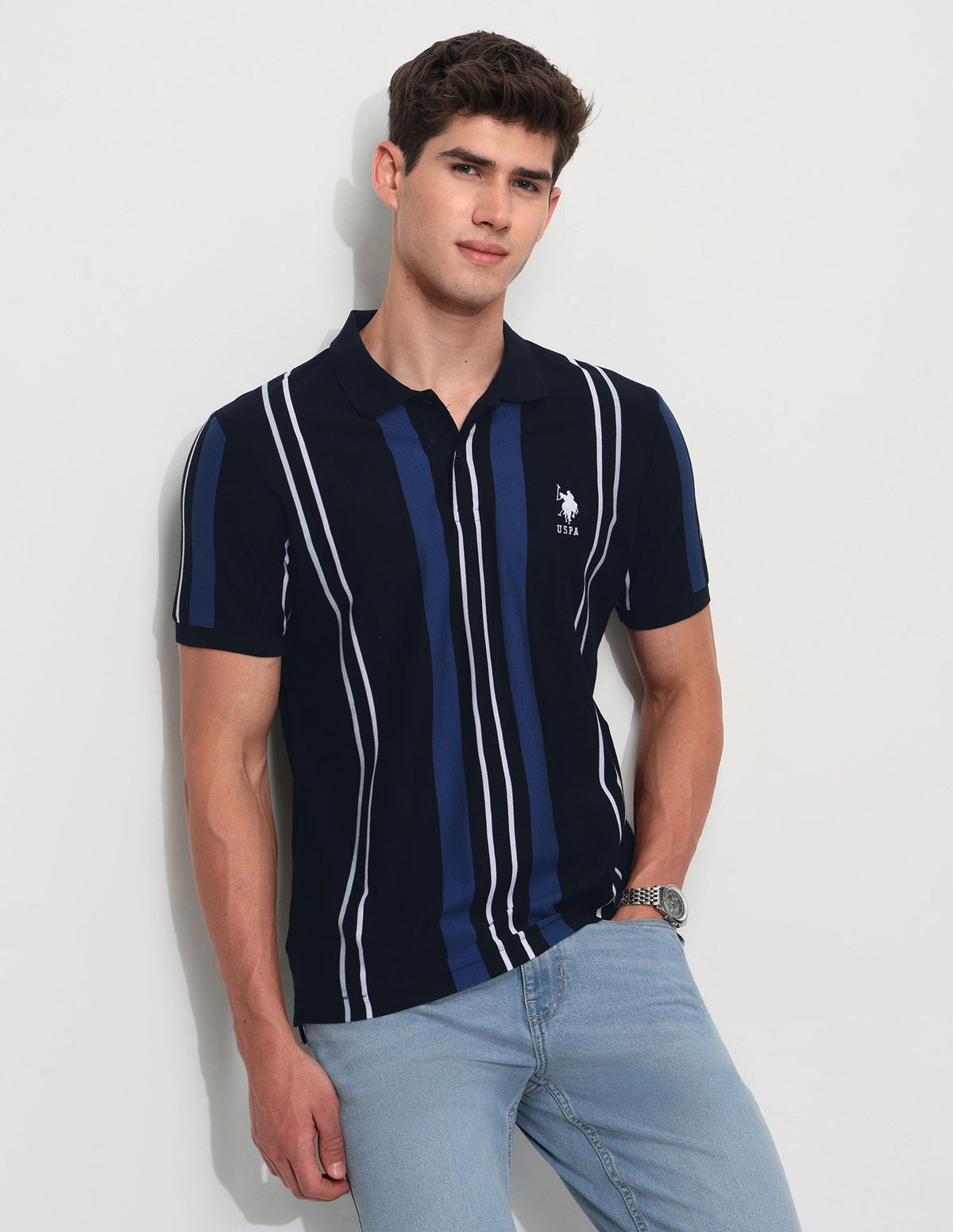 Vertical Striped Slim Fit Polo Shirt USP0