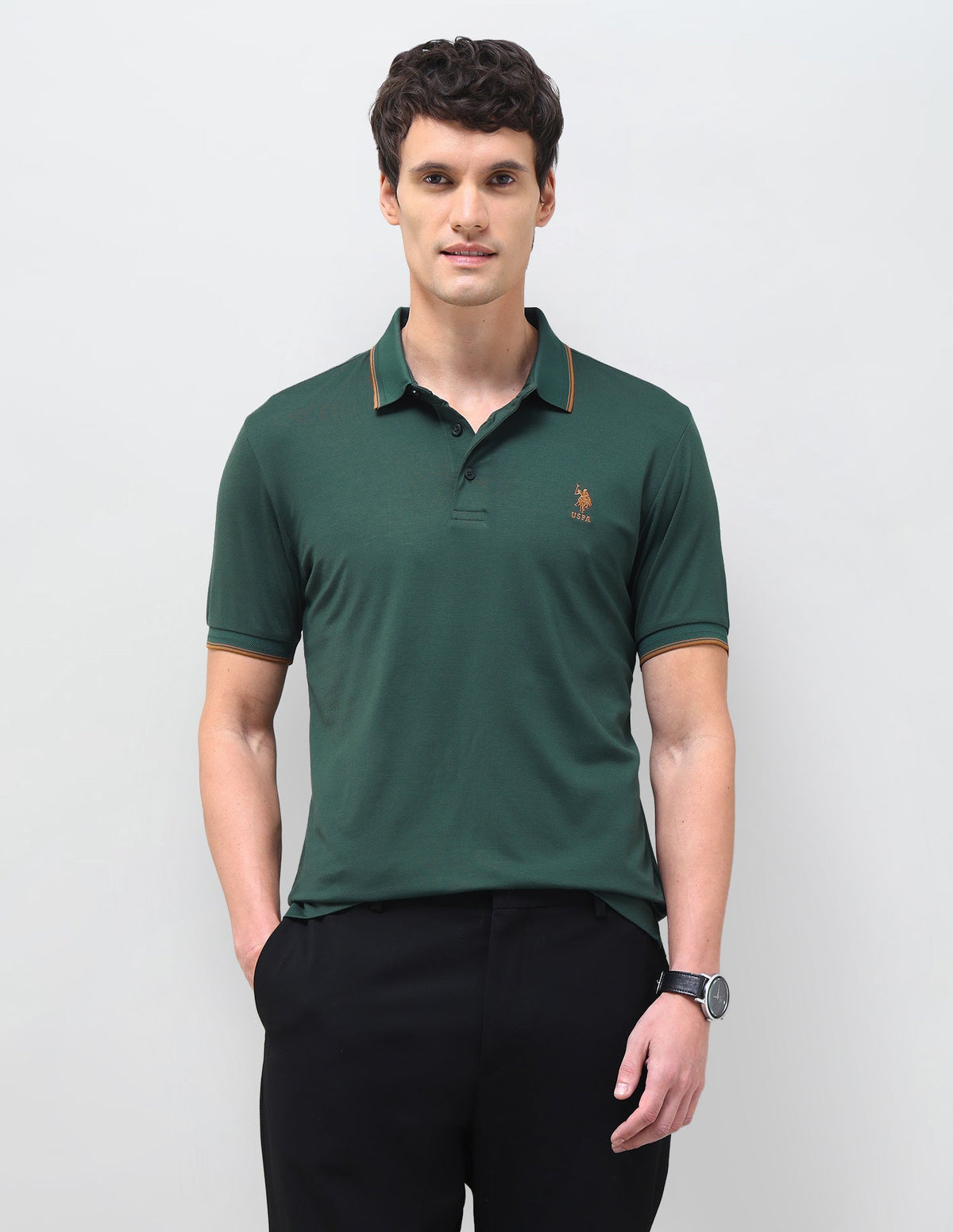 Slim Fit Solid Polo Shirt USP0