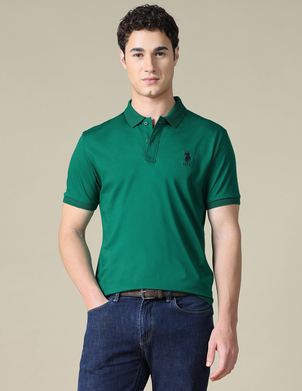 Solid Regular Fit Polo Shirt USP0