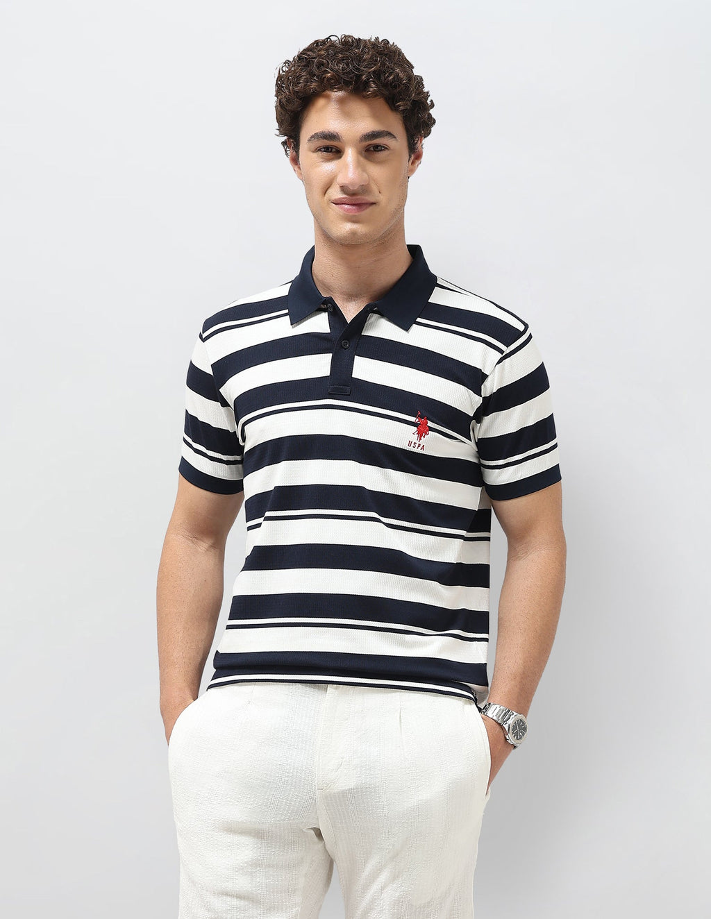 Horizontal Striped Slim Fit Polo Shirt USP0