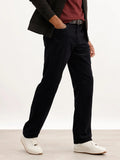 Solid Straight Fit Corduroy Trousers | Navy Blue