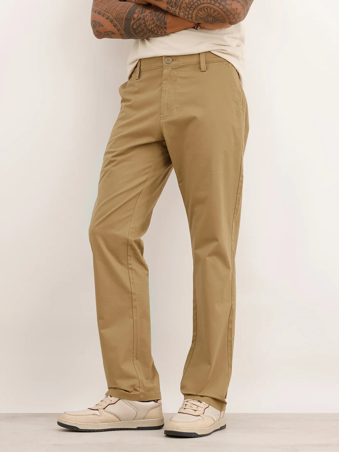 Solid Straight Fit Trousers | Khaki