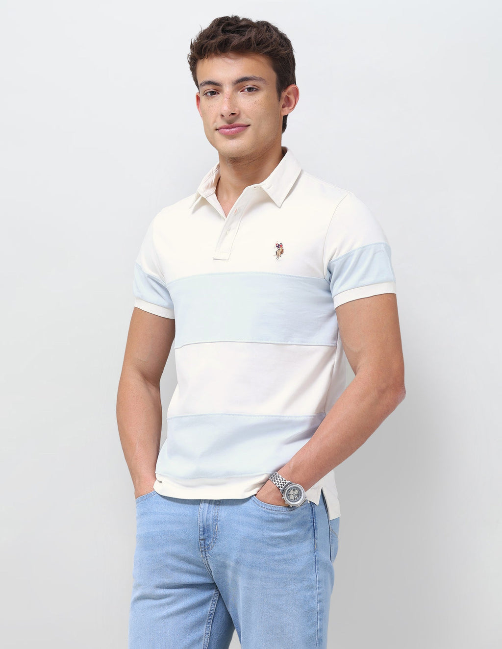 Colourblocked Slim Fit Polo Shirt USP0
