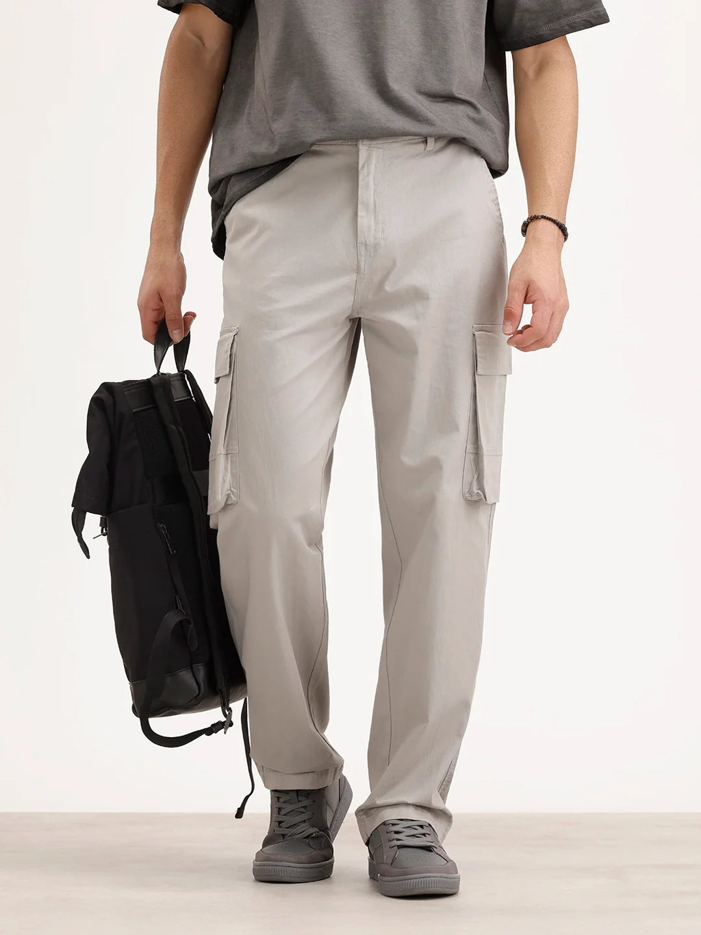 Loose Fit Cargo Trouser | Grey