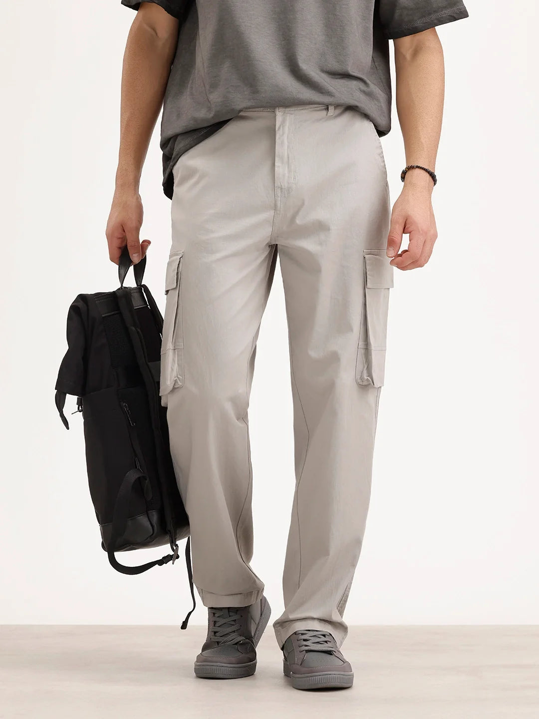 Loose Fit Cargo Trouser | Grey