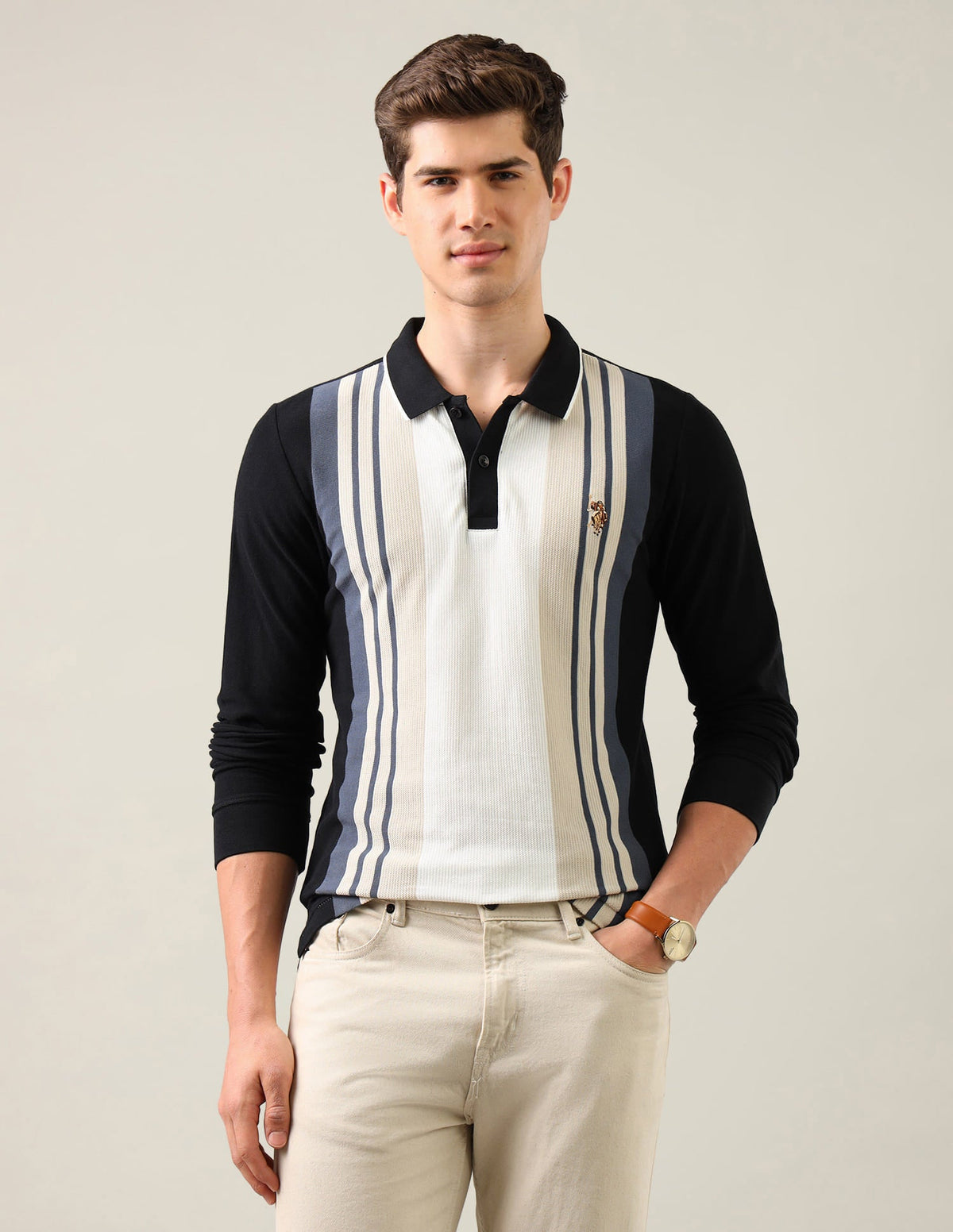 Vertical Striped Slim Fit Polo Shirt USP0
