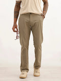 Solid Straight Fit Blended Trouser | Olive