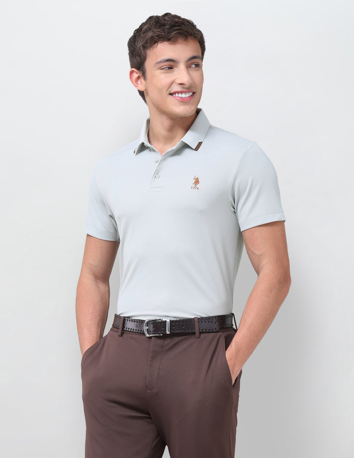Textured Slim Fit Polo Shirt USP0