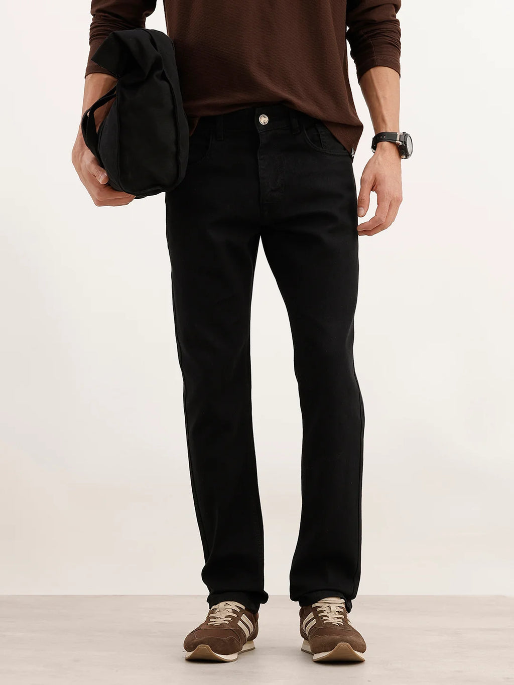 Solid Slim Fit Denim Jeans | Black