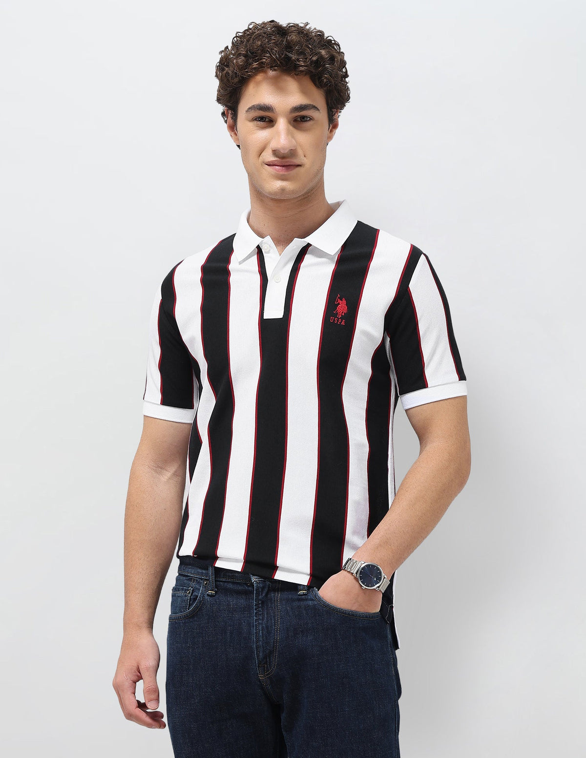 Vertical Striped Slim Fit Polo Shirt USP0