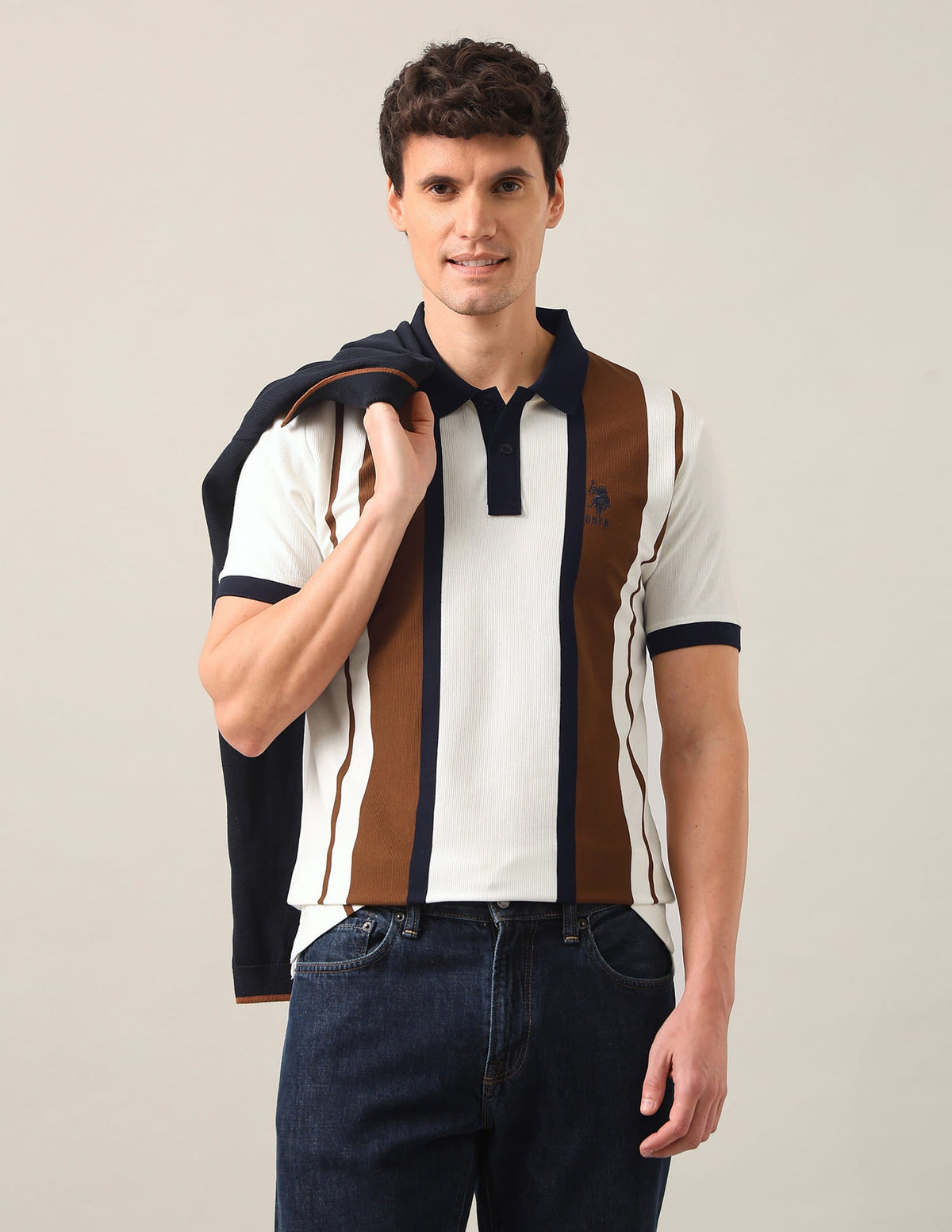 Vertical Striped Slim Fit Polo Shirt USP0