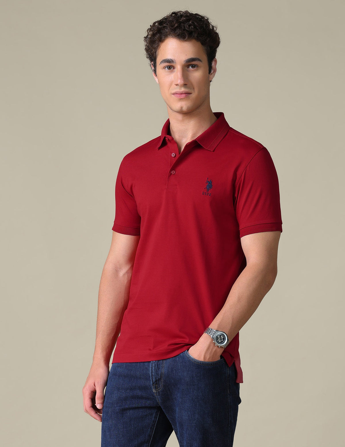 Regular Fit Solid Polo Shirt USP0