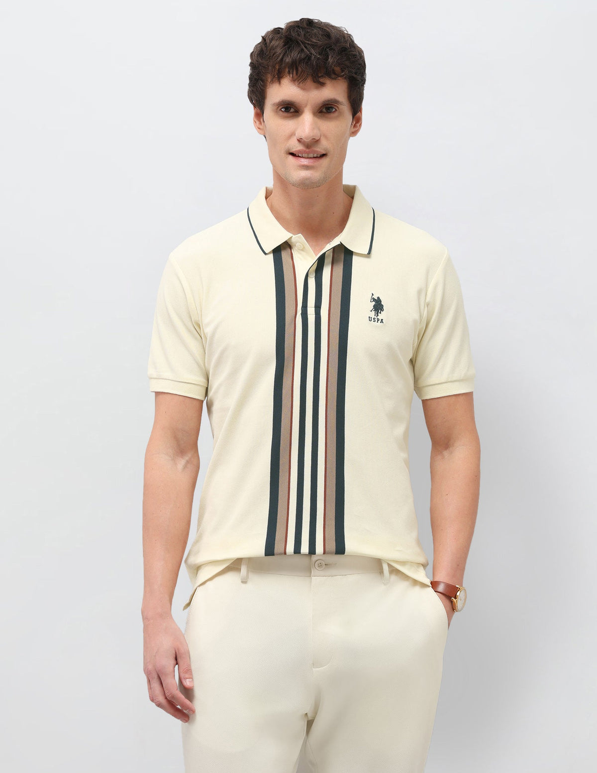 Vertical Striped Slim Fit Polo Shirt USP0