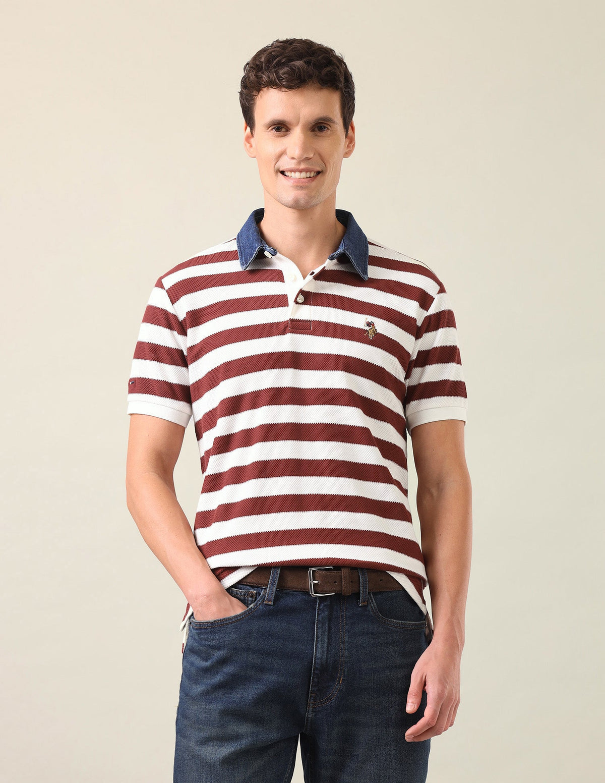 Horizontal Striped Slim Fit Polo Shirt USP0