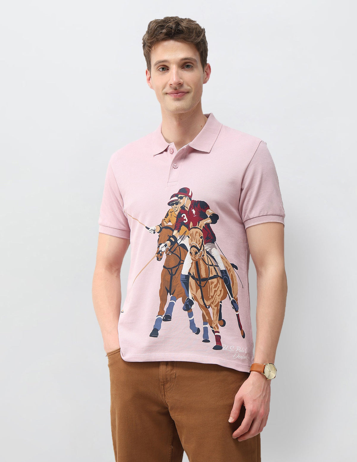 Graphic Printed Muscle Fit Polo Shirt USP0