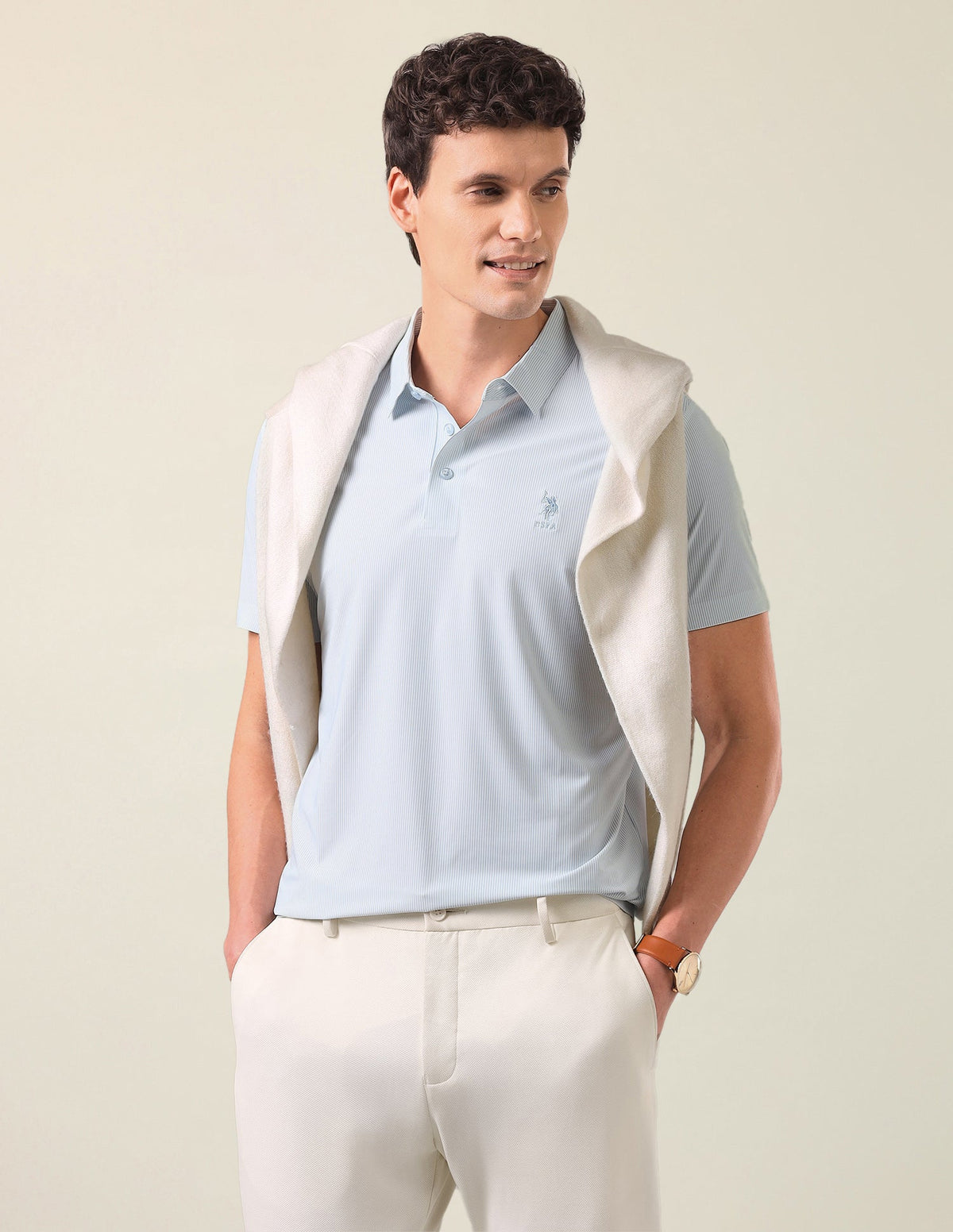 Vertical Striped Slim Fit Polo Shirt USP0