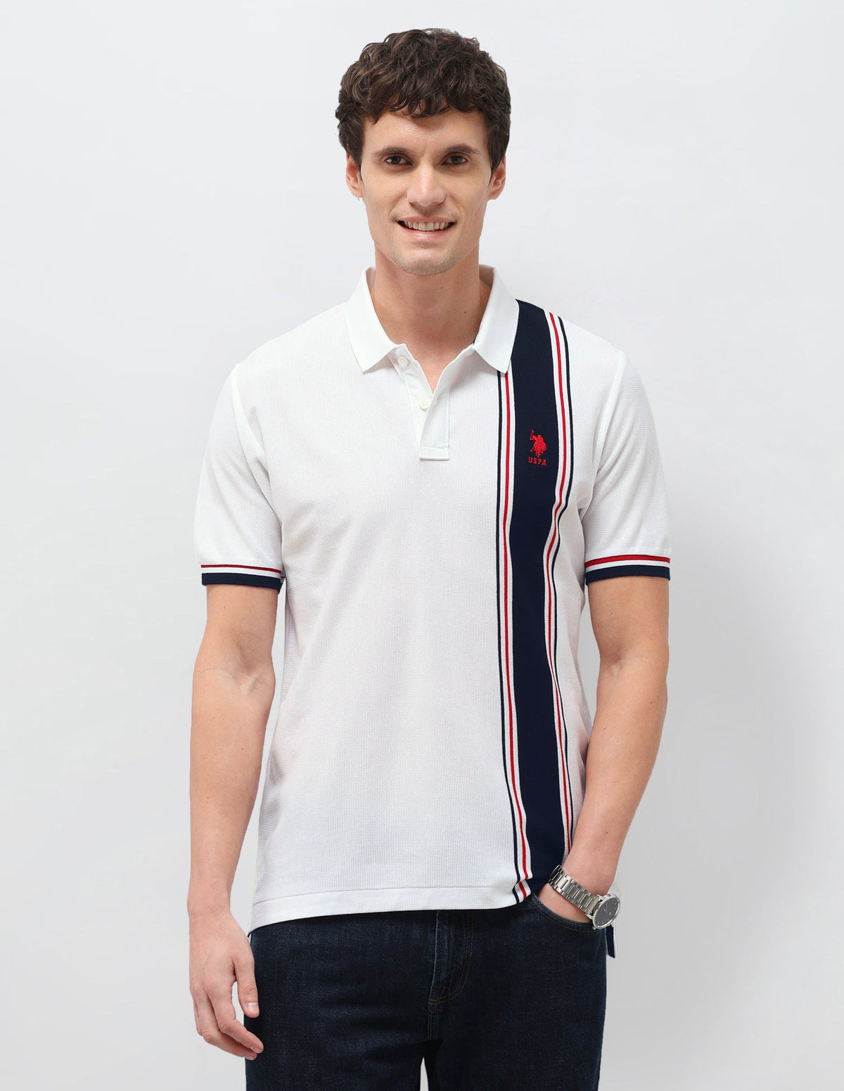 Vertical Striped Slim Fit Polo Shirt USP0