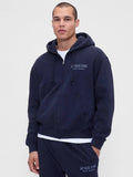 Men's Navy Blue Logo Zip-Front Oversized Hoodie | HD56 - view 1