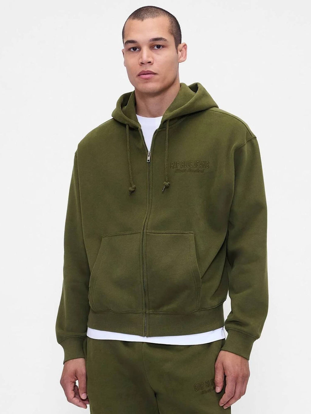 Men's Navy Blue Logo Zip-Front Oversized Hoodie | HD56 - view 4