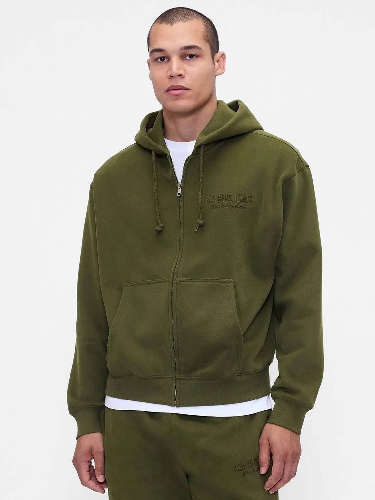 Men's Navy Blue Logo Zip-Front Oversized Hoodie | HD56 - view 4