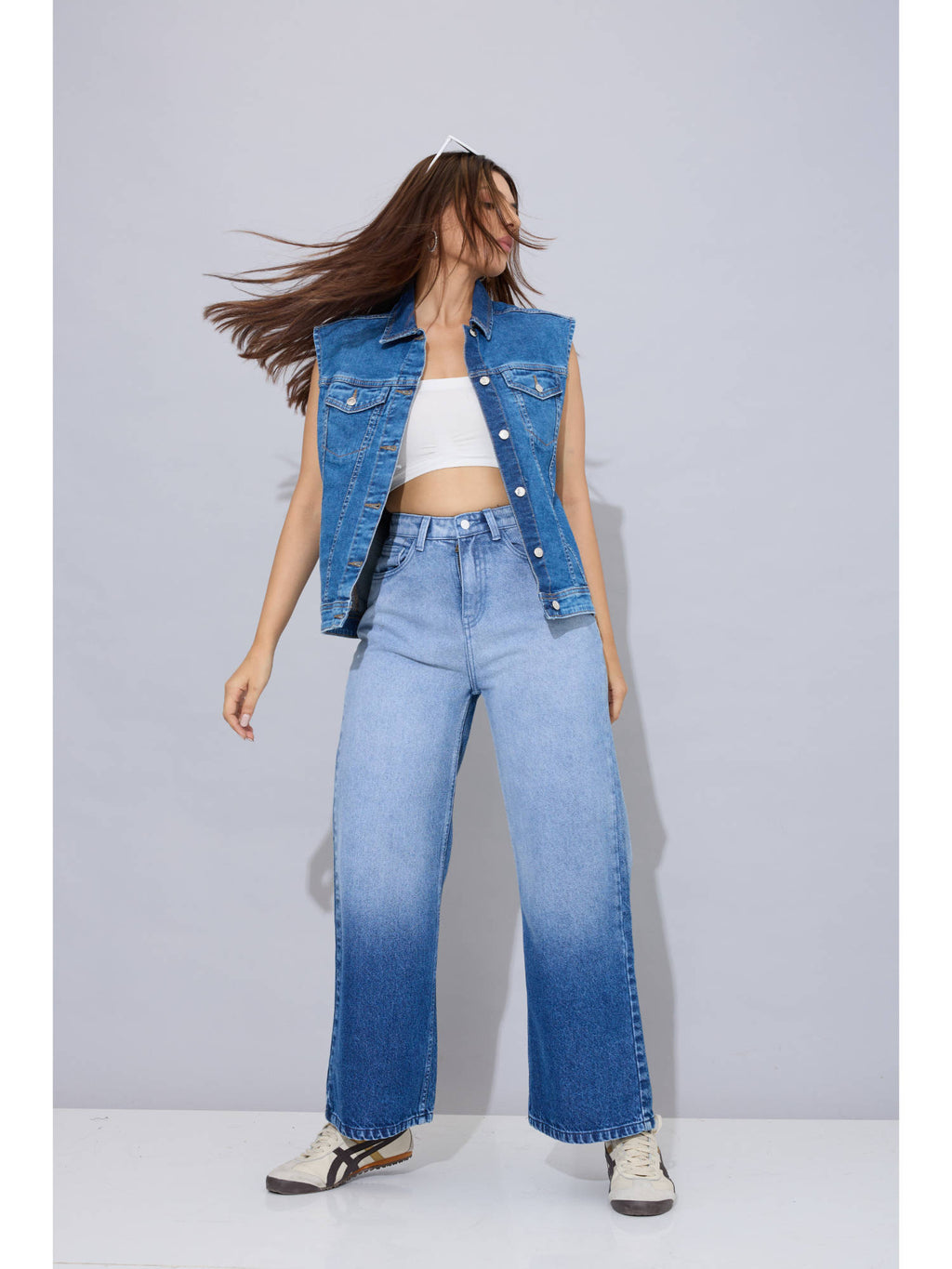Ocean Fade Solid Blue Jeans | WL90 - view 5