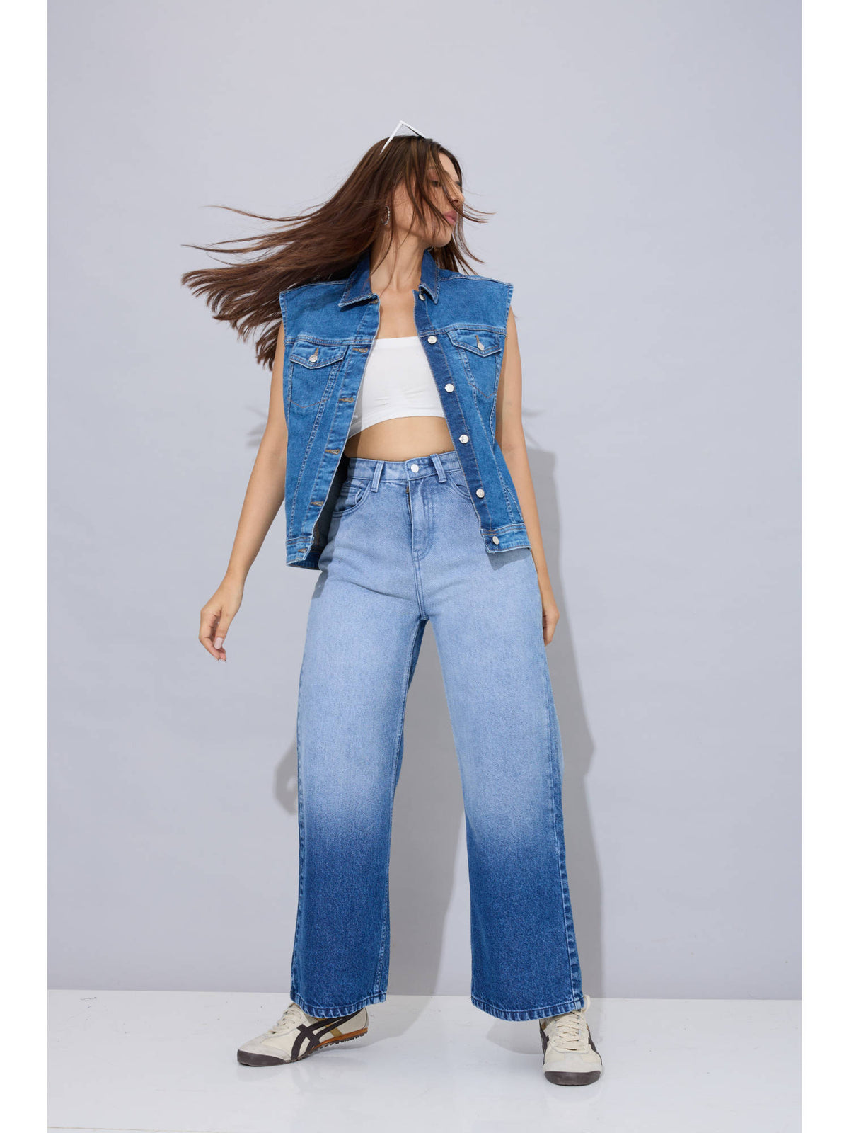 Ocean Fade Solid Blue Jeans | WL90 - view 5