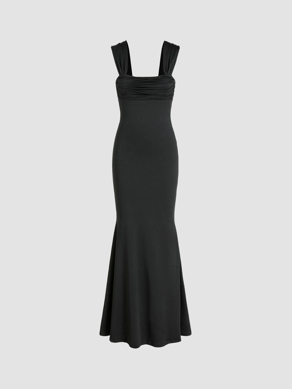 Black Solid Scoop Neck Maxi Dress | D56 - view 2