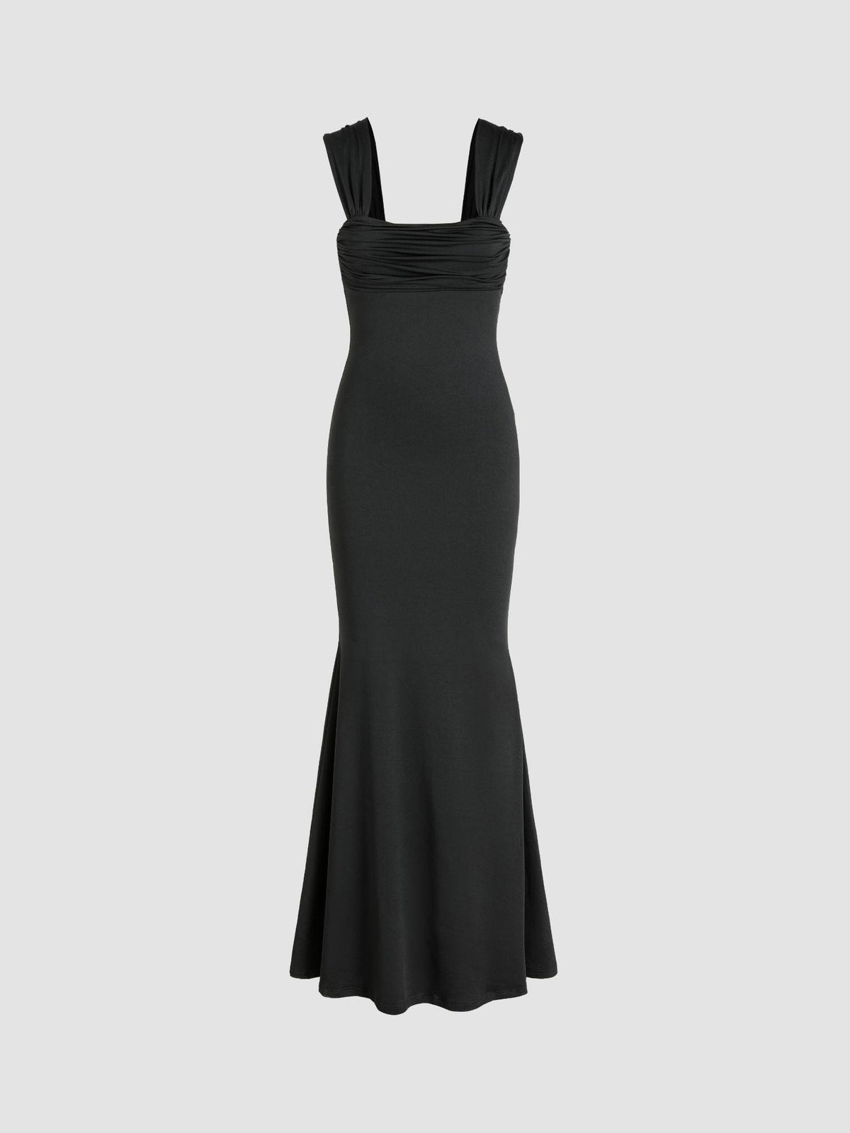 Black Solid Scoop Neck Maxi Dress | D56 - view 2