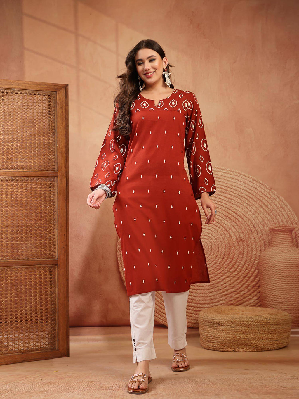 Women's Blue Floral Printed Cotton Straight Kurta | KDG - view 36