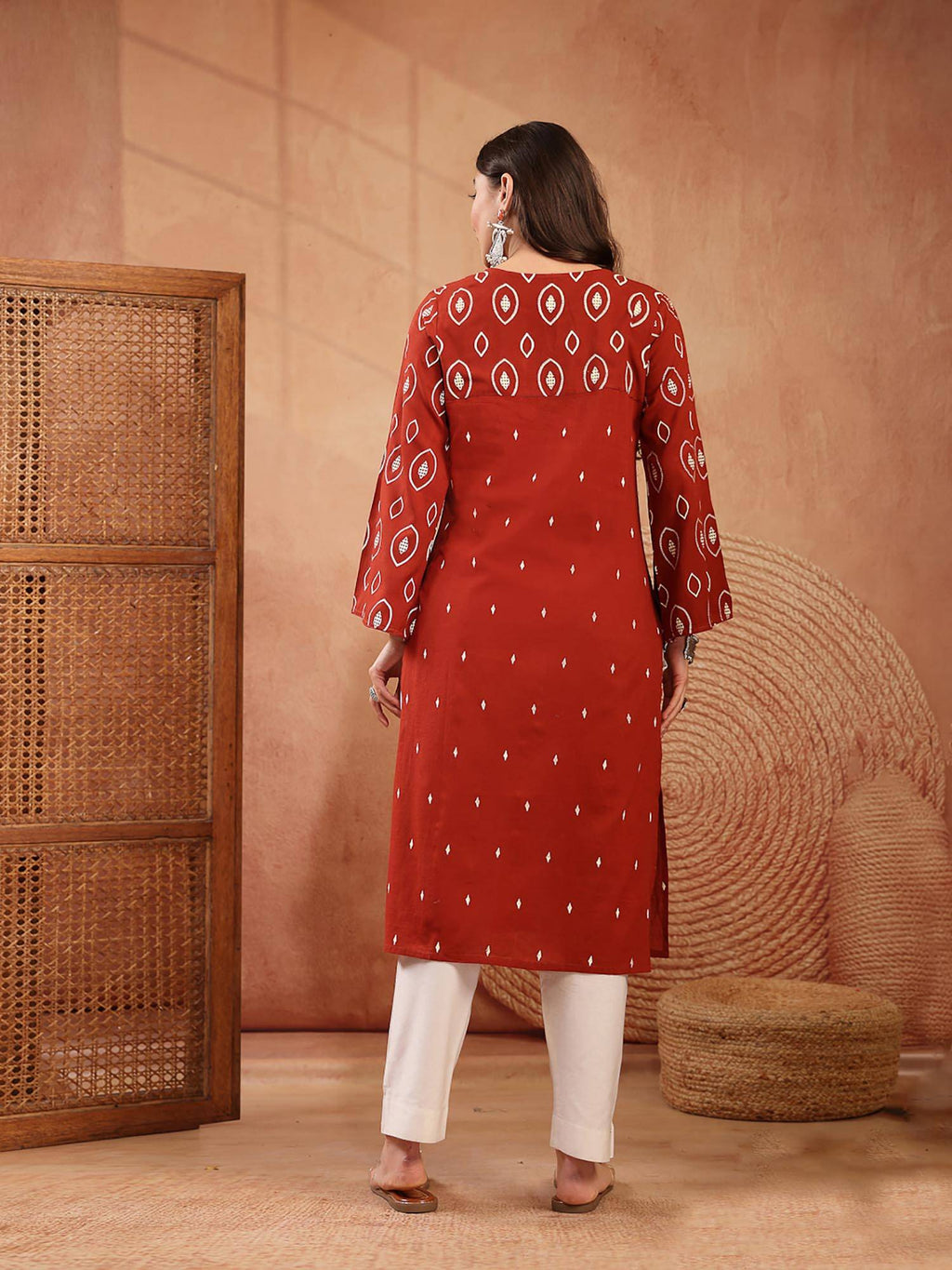 Women's Blue Floral Printed Cotton Straight Kurta | KDG - view 37