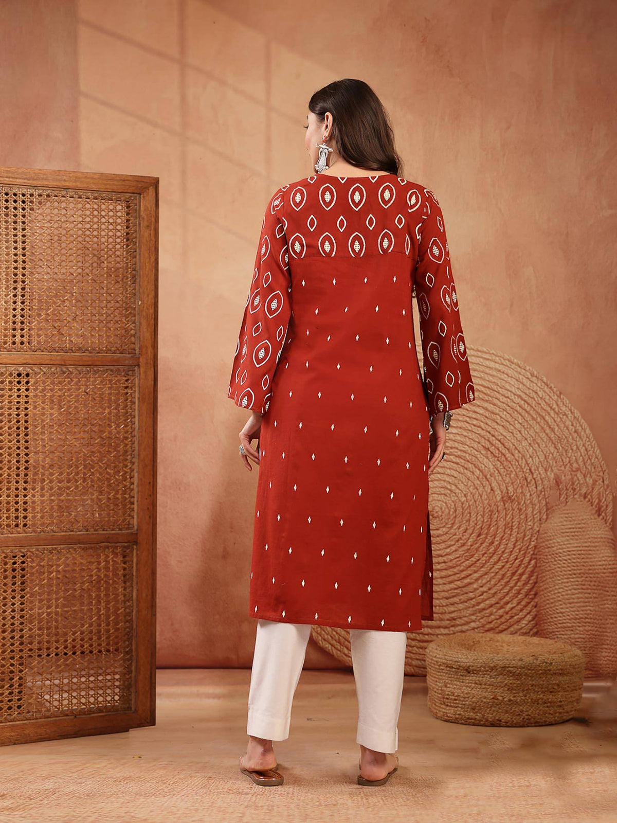 Women's Blue Floral Printed Cotton Straight Kurta | KDG - view 37