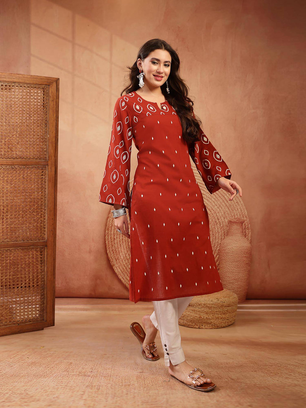 Women's Blue Floral Printed Cotton Straight Kurta | KDG - view 38
